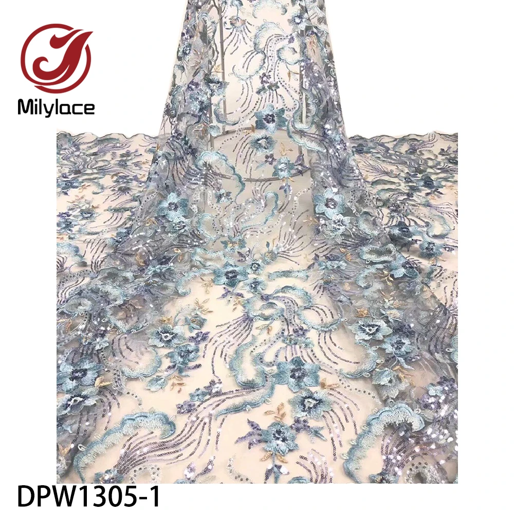 Новое поступление 5 ярдов Цветочная кружевная вышитая ткань высокого качества