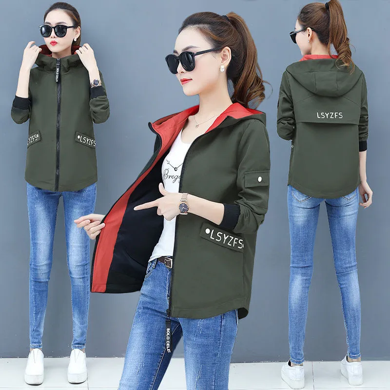 

2020 New Streetwear Hooded Printed Jacket Women and Causal Windbreaker Basic Jackets Reversible Baseball Zippers Jacket 3xl P300