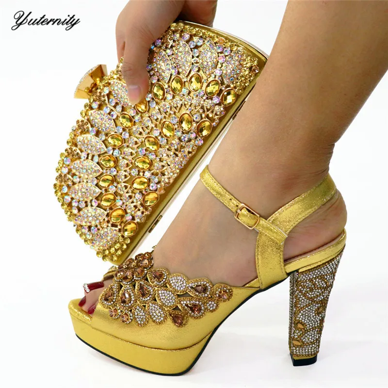 Лидер продаж летние комплекты обуви и сумок стразы Новые итальянские туфли на
