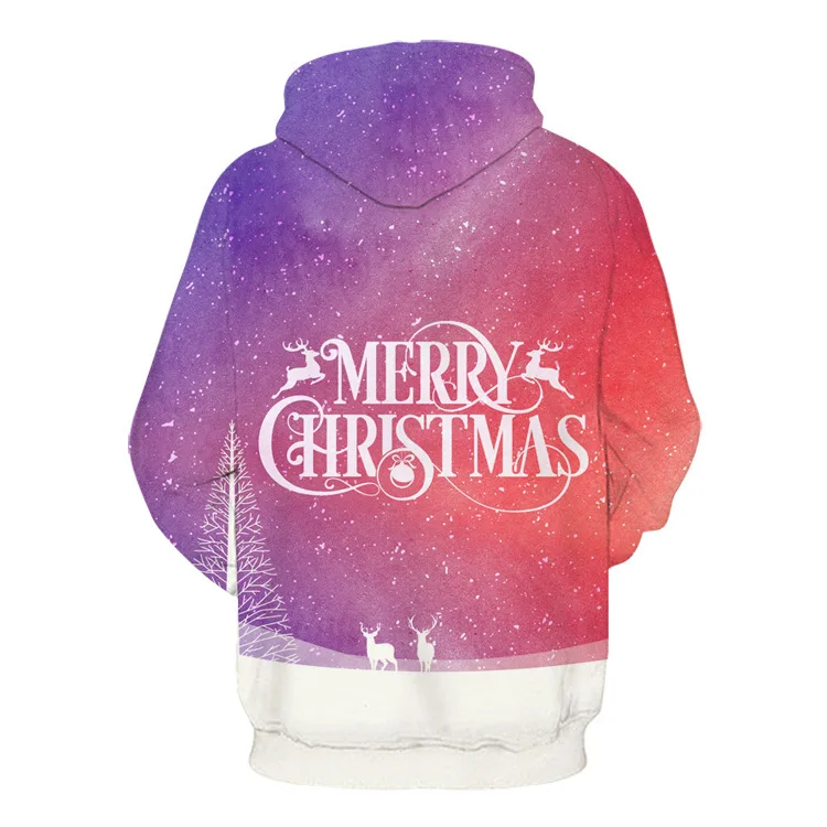 

2021 New Style for Autumn and Winter Jacket Christmas New Year Atmosphere 3D Printing round Neck Drawstring Sweater Lovers