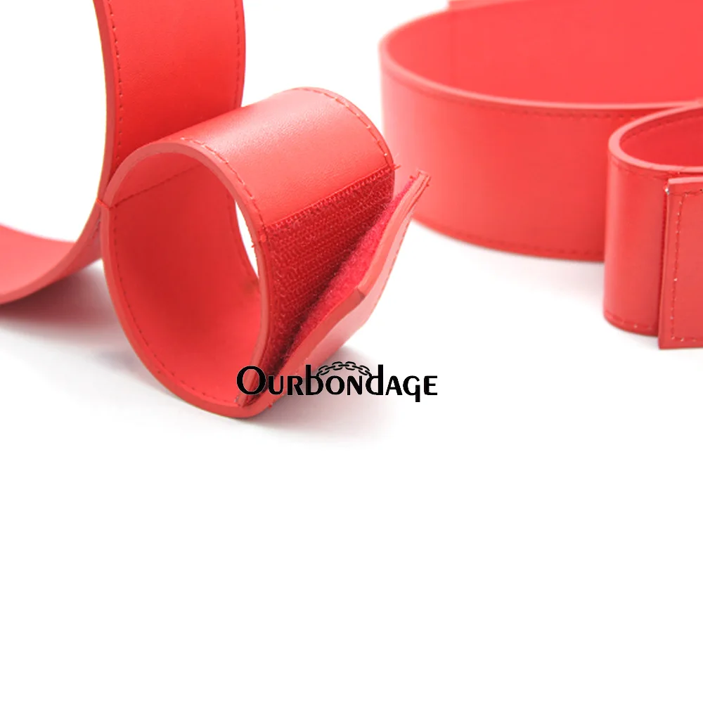 Ourbondage 2 цвета из искусственной кожи волшебная лента фетиш ноги открытые БДСМ