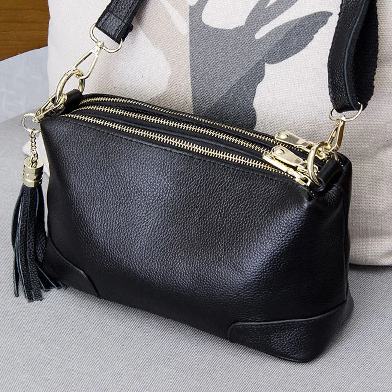 Женская сумка через плечо сумка-тоут из 100% натуральной кожи черная модная