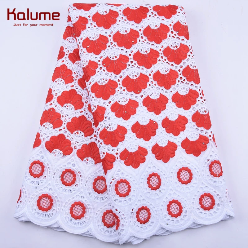 

Kalume New Fashion African Hole Lace Fabric Purple 100% Cotton Lace Fabric With Stone Nigerian Swiss Voile Laces For Sewing 1943