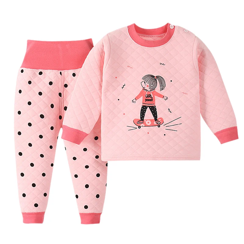 Комплект детского термобелья для мальчиков и девочек пижамы футболка с милым