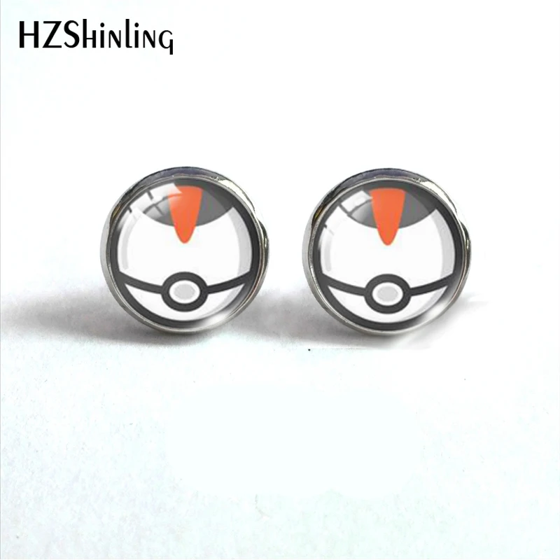 Pokeball покебол Пикачу Япония Аниме стеклянный купол круглые милые серьги-гвоздики Pokeball узор ручной работы ювелирные изделия серьги - Окраска металла: 8