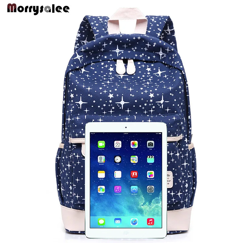 Холщовый Рюкзак с принтом женские школьные сумки для девочек-подростков милый