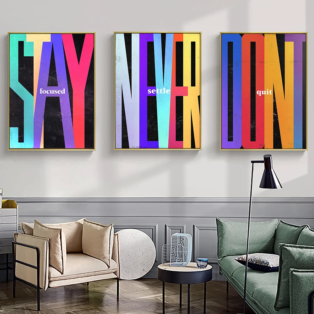 

AAHH Stay Focused Don't Quit Never Settle Canvas Painting Artwork Modern Pop Street Art Motivational Wall Art for Home Decor
