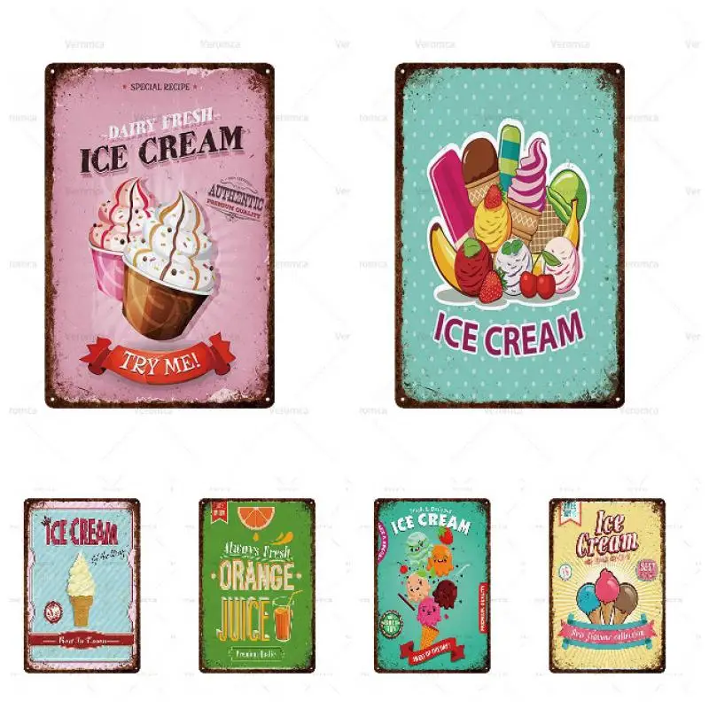 Знаки для мороженого металлическая винтажная табличка в стиле ретро