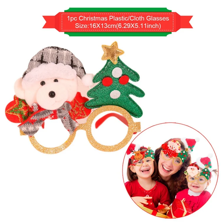 Christmas Glasses 13 Рождественские украшения для дома Подарки рождественские подарки Natale Noel Рождество очки Рождественский Декор с утолщённой меховой опушкой, год - Цвет: Christmas Glasses 13