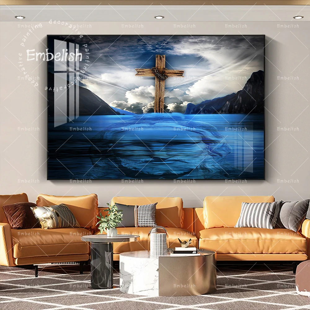 

1 Pieces Surreal Jesus Christ God Lake Wall Art Pictures For Living Room Modern Artworks HD Spray On Canvas Oil Paintings