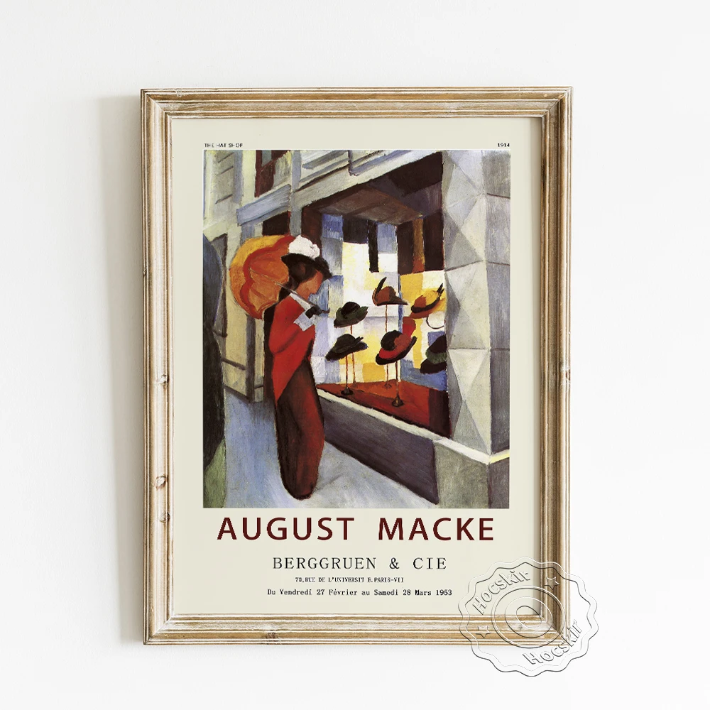 

August Macke Exhibition Museum Poster, The Hat Shop Historia Painting Wall Picture, Expressionism Gallery Hotel Home Decoration