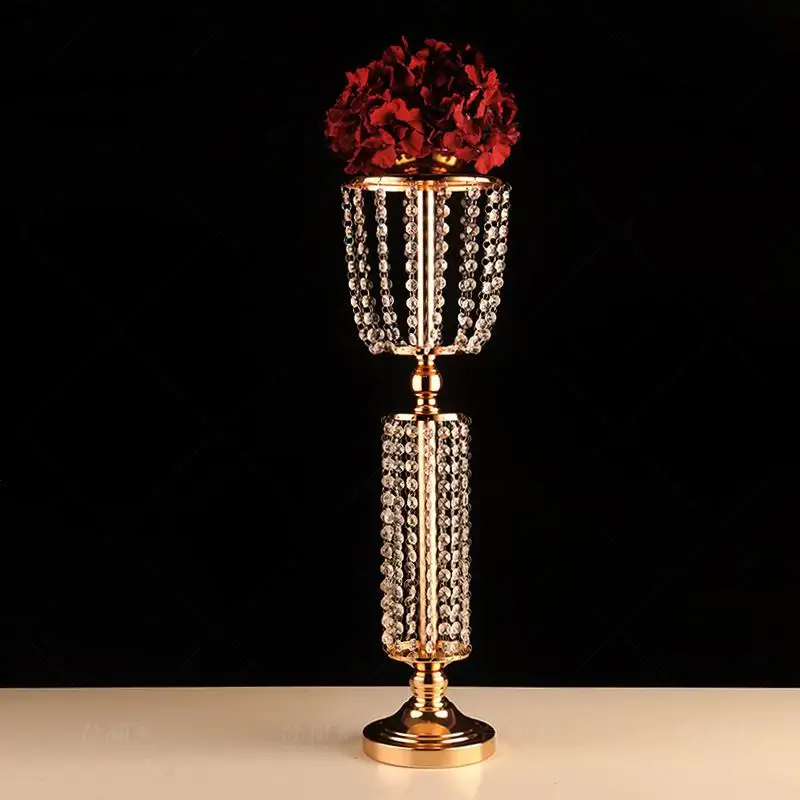 $10 шт. золотая акриловая дорожная хрустальная ваза центральные части свадебного