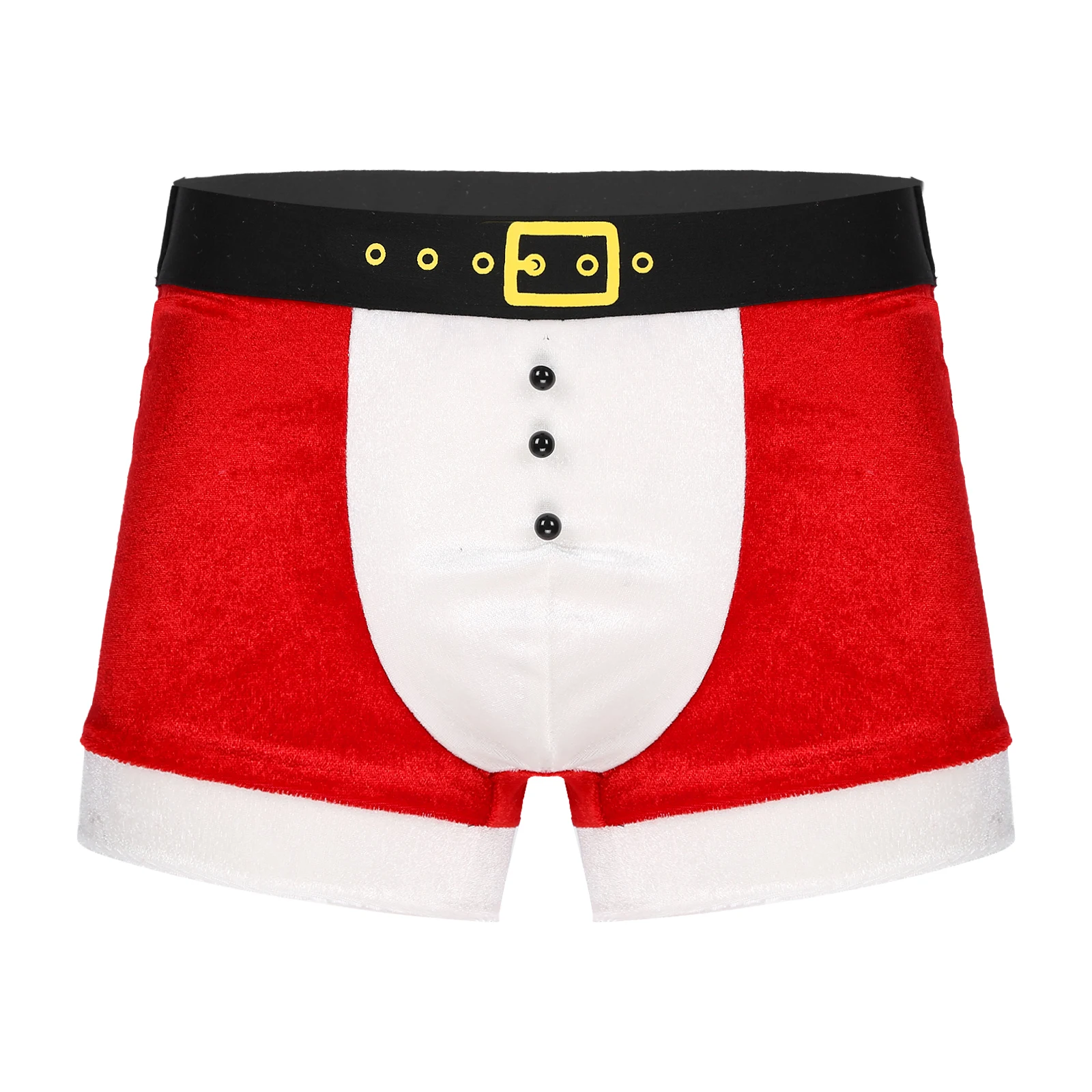 

Mens Color Block Velvet Boxers Briefs Elastic Waistband Lingerie Underpants Low Waist Bulge Pouch Shorts for Christmas Carnival