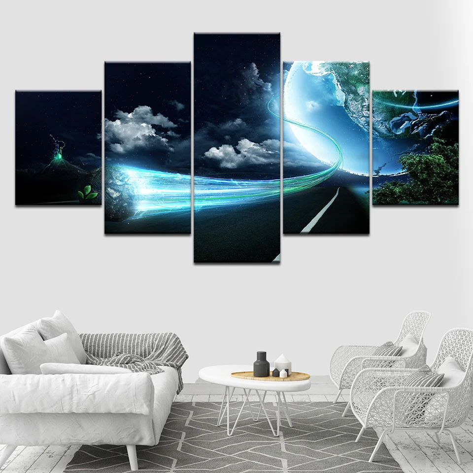 Домашний декор Картина на холсте настенная живопись 5 шт. космическая планета