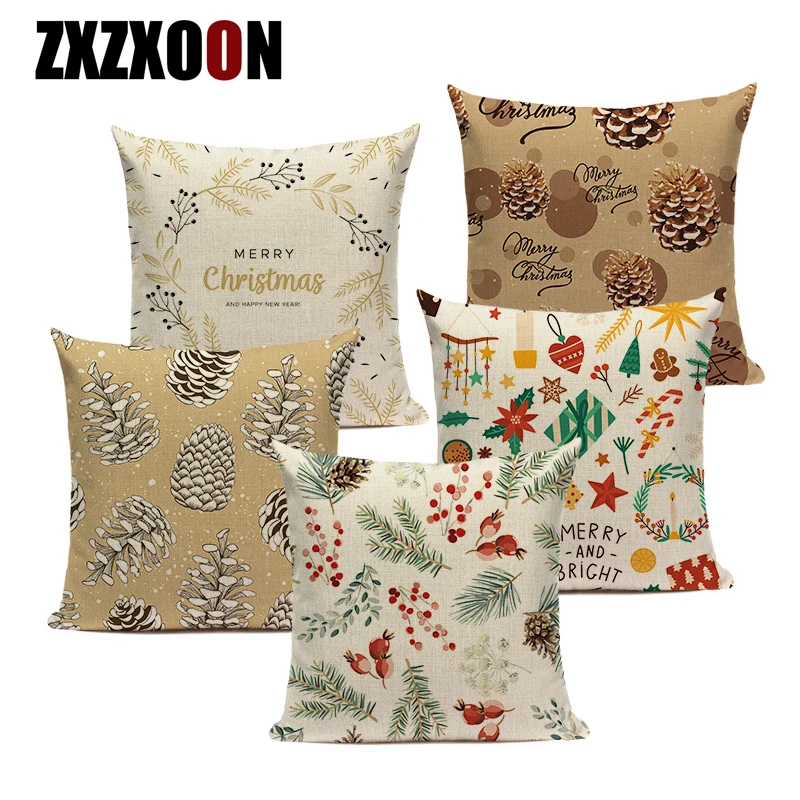 Рождественская льняная наволочка в виде носков растений Листьев снежинок для