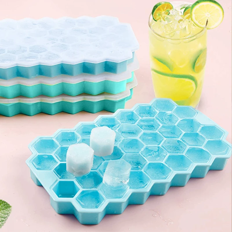 

Silicone Ice Cube Trays with Lids 37 Grids Easy-Release Reusable BPA Free Ice Cube Molds for Chilled Drinks Whiskey Cocktails