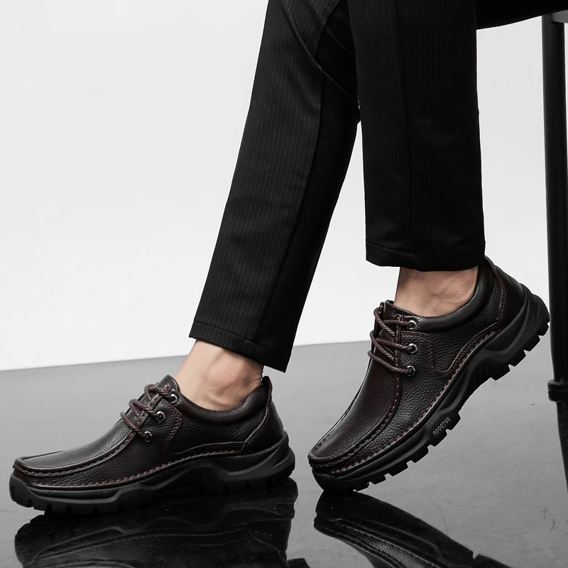 Мужские ботинки ручной работы водонепроницаемые полусапожки из натуральной