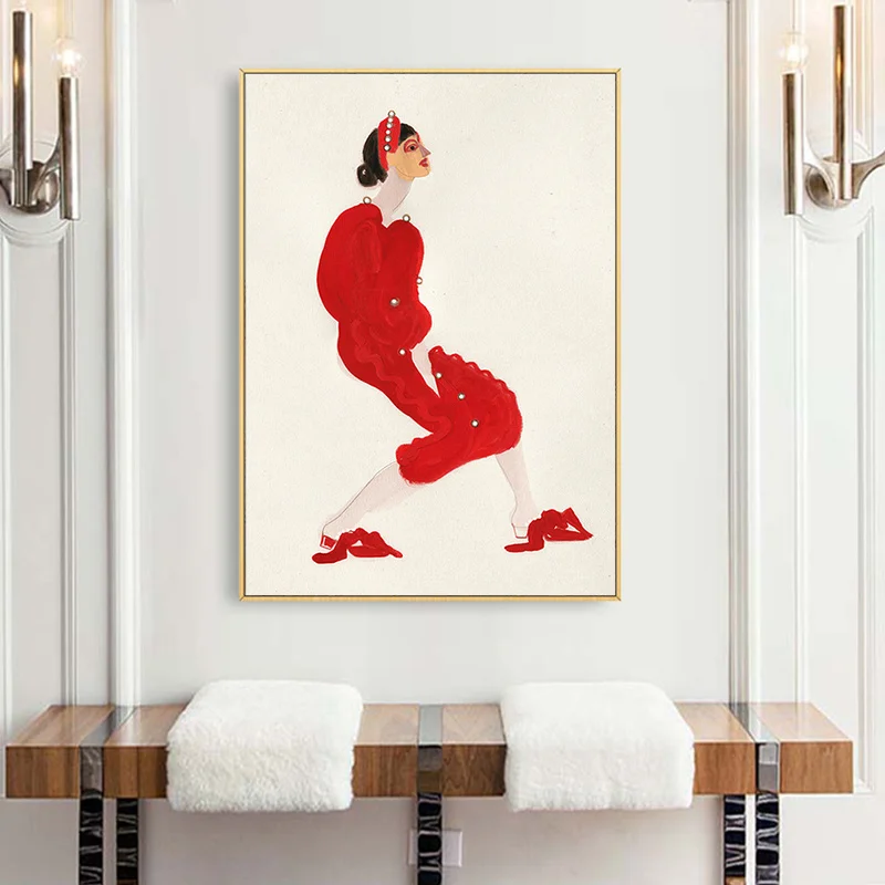 

Abstract Red Dress Woman Canvas Print Painting Poster Pictures Wall Art Bedroom Decoration Fashion Modern Vogue Room Wall Decor