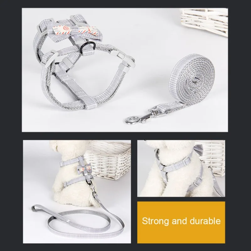 Ремень для кошки с бантом Регулируемый жилет нагрудный ремень Тяговая веревка
