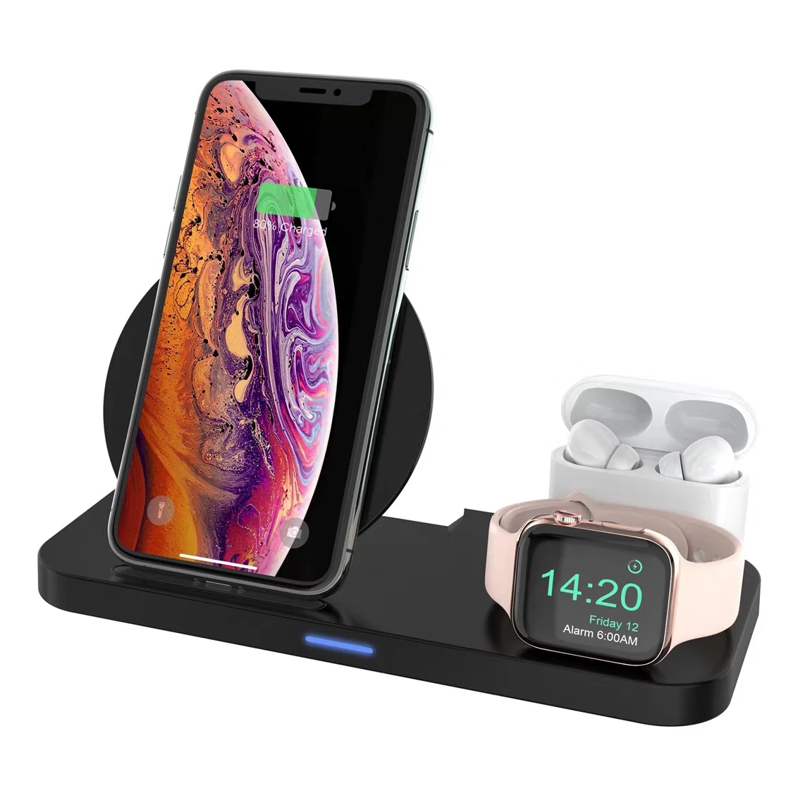 Labobbon 3 в 1 15 Вт Беспроводное зарядное устройство для iPhone 12 Apple iWatch Airpod Pro Samsung Phone