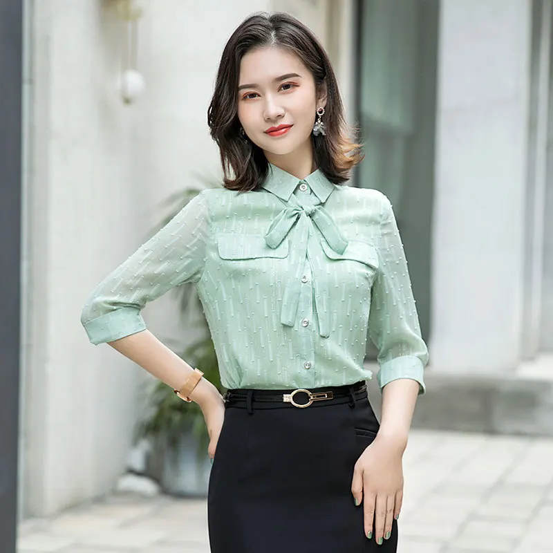 

Женская летняя офисная одежда для работы, блузки, женские топы, одежда для офиса, деловая форма, дизайнерская деловая рубашка для женщин, 2021