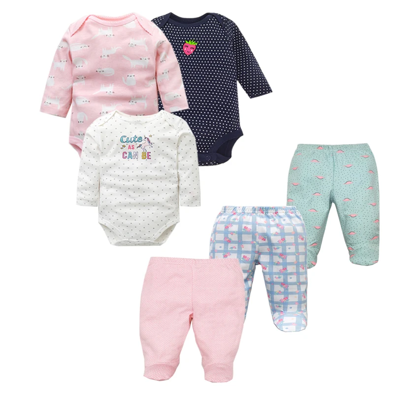 Style 18 6 шт./лот; комплекты модной одежды для малышей; хлопковые комбинезоны с длинными рукавами для новорожденных и малышей+ штанишки для малышей; одежда для маленьких мальчиков и девочек - Цвет: Style 18