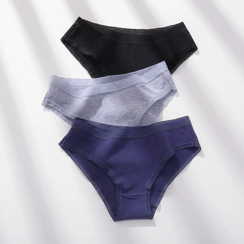 

3PCS/Set Women Mesh Panties Sexy Briefs Ladies Perspective Lingerie Cotton Underpant Female Underwear Breathable Maiden Panty