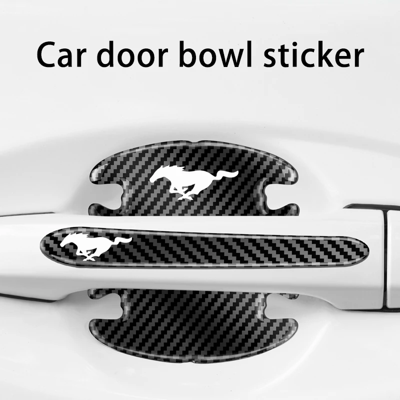 

High-end Carbon Fiber Car Door Bowl Protection Sticker For Ford Mustang GT 2020 2019 2018 Car Styling Accessories