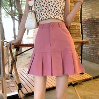 short skirt womens new hot girl style all match high waist thin a line skirt pure color short skirt