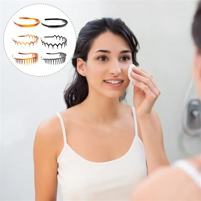 

6Pcs Toothed Headband Men Unisex Sports Elastic Headband Headwear Hair Accessories