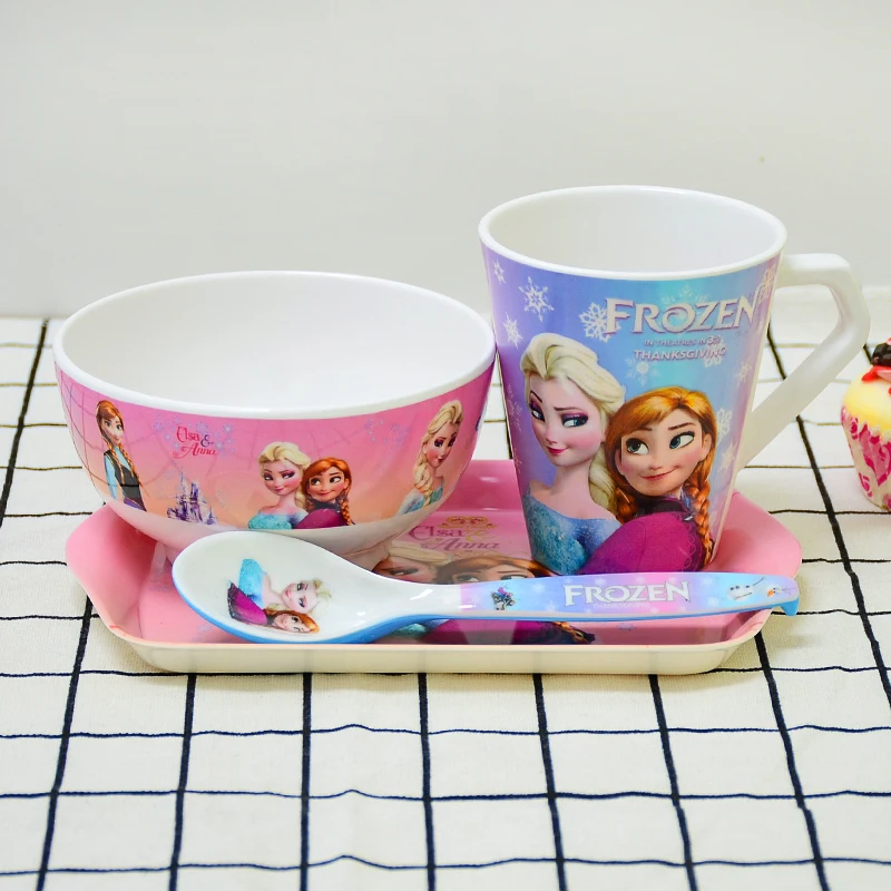 4 шт./компл. Детские Мультяшные меламиновые миски ложка чашки пластины для детей