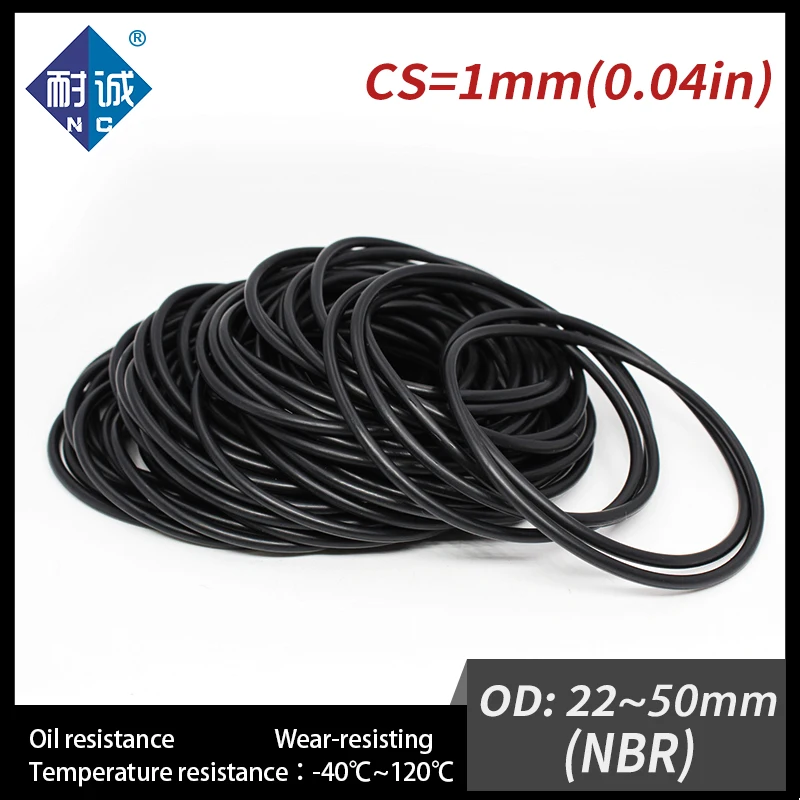10PCS/Lot Nitrile Rubber Black NBR CS 1mm OD22/23/24/25/26/27/28/30/35/40/50*1mm O Ring Gasket Oil Resistant Waterproof