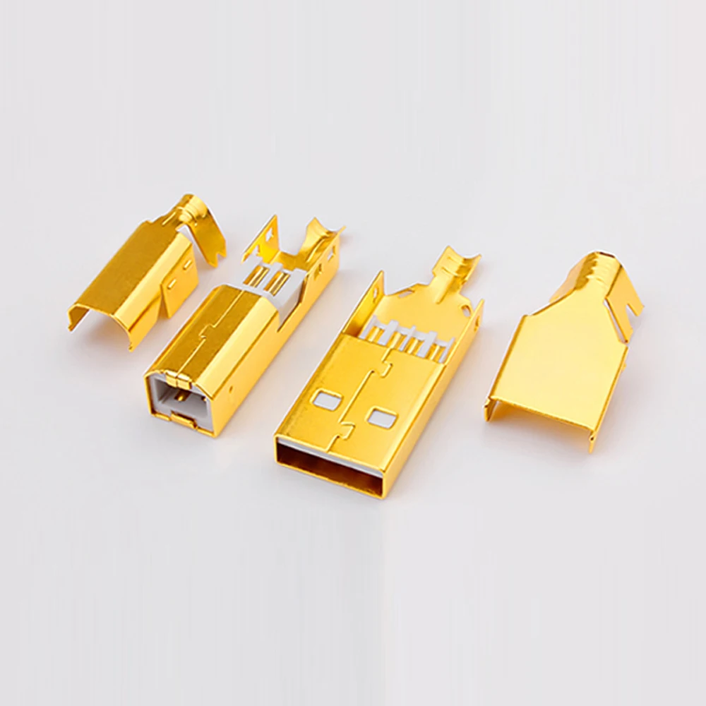 Комплект паяльных адаптеров USB A на B 24k 3U позолоченный Hi Fi кабель для