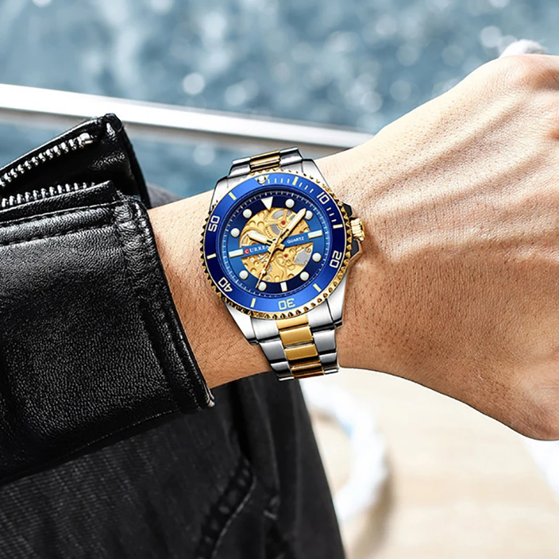 

Curren Casual Waterproof Man's Wristwatch Quartz Large Dial Hardlex Mirror Watch Men