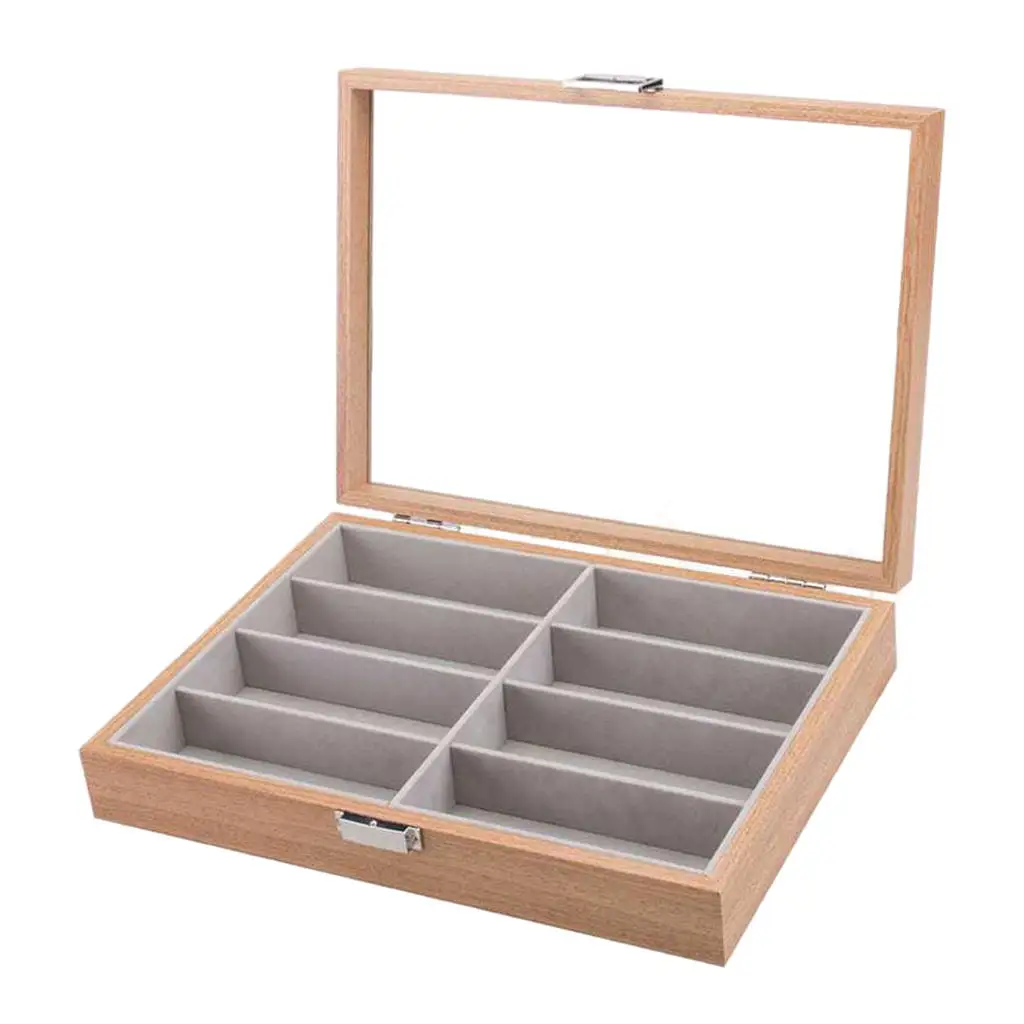 

8 Grids Sunglasses Display Storage Box, Wood Eyeglasses Glasses Organizer for Women Men