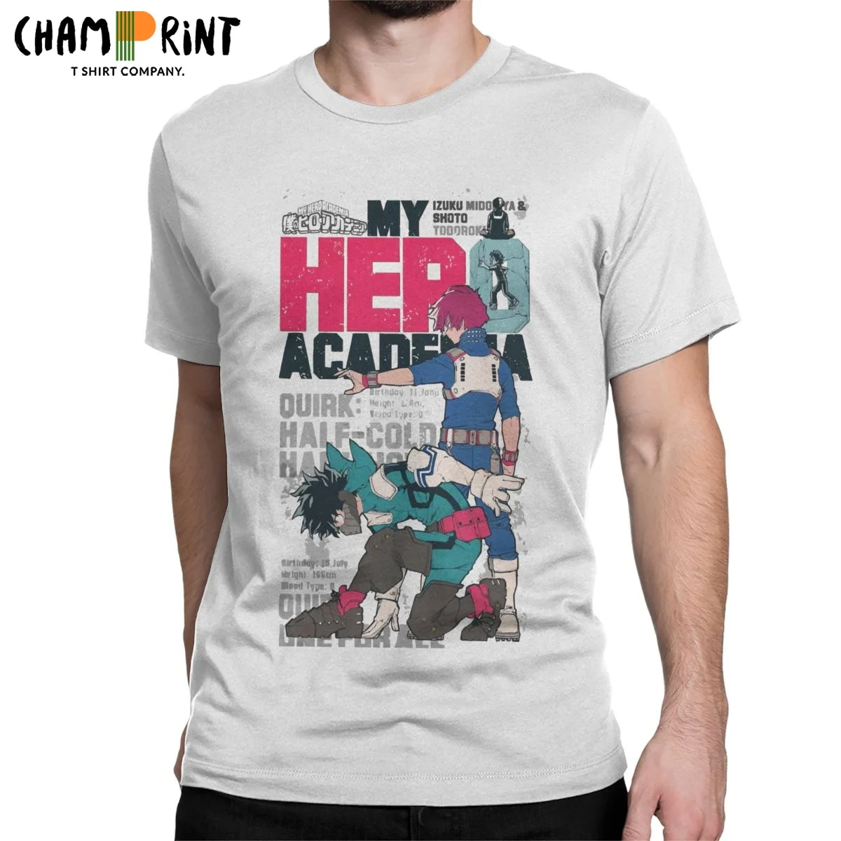 

Футболка мужская с круглым вырезом, винтажная хлопковая рубашка в стиле Харадзюку, с надписью «My Hero Академия», в японском стиле, лето