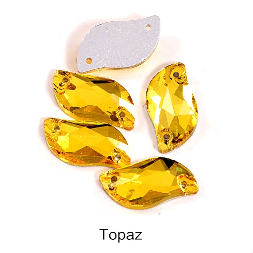 Topaz Горячее предложение! Распродажа! 3 размера красный S лист формы пришить стразы с отверстиями Flatback Стеклянные стразы шьют-на Стразы для шитья одежды B0176 - Цвет: Topaz