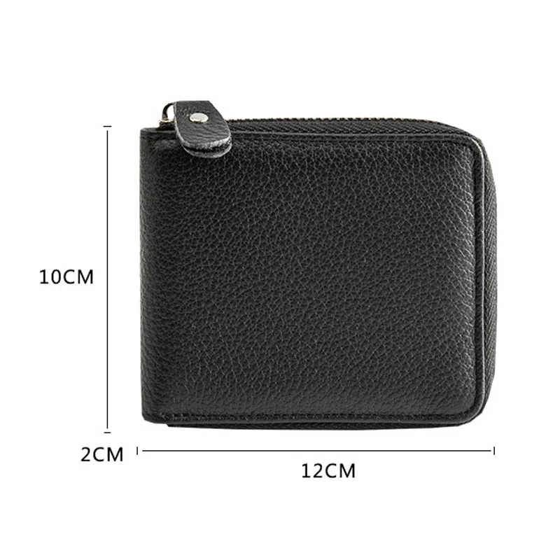 Мужской кошелек короткий из натуральной кожи на молнии Многофункциональная