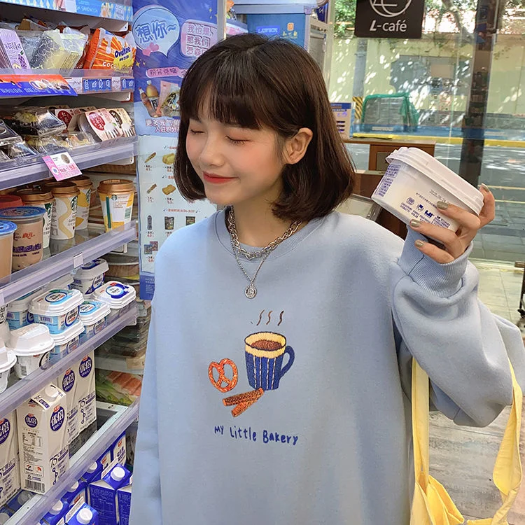 

Женский свитер в японском и корейском стиле, свободный свитер большого размера с принтом, цена-сюрприз, новинка на осень и зиму