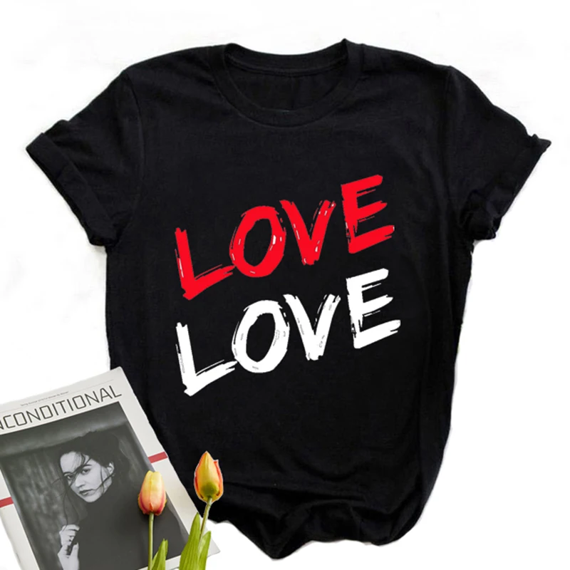 

Harajuku T-Shirt Women Cute Clothes Kpop I Love Your Alphabet Summer Fashion Printed T-Shirts 90s E Girl Punk Clothes