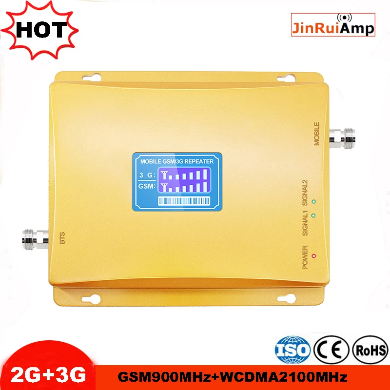 Горячий ЖК дисплей 3G W CDMA 2100 МГц GSM 900 двухдиапазонный усилитель сотового сигнала