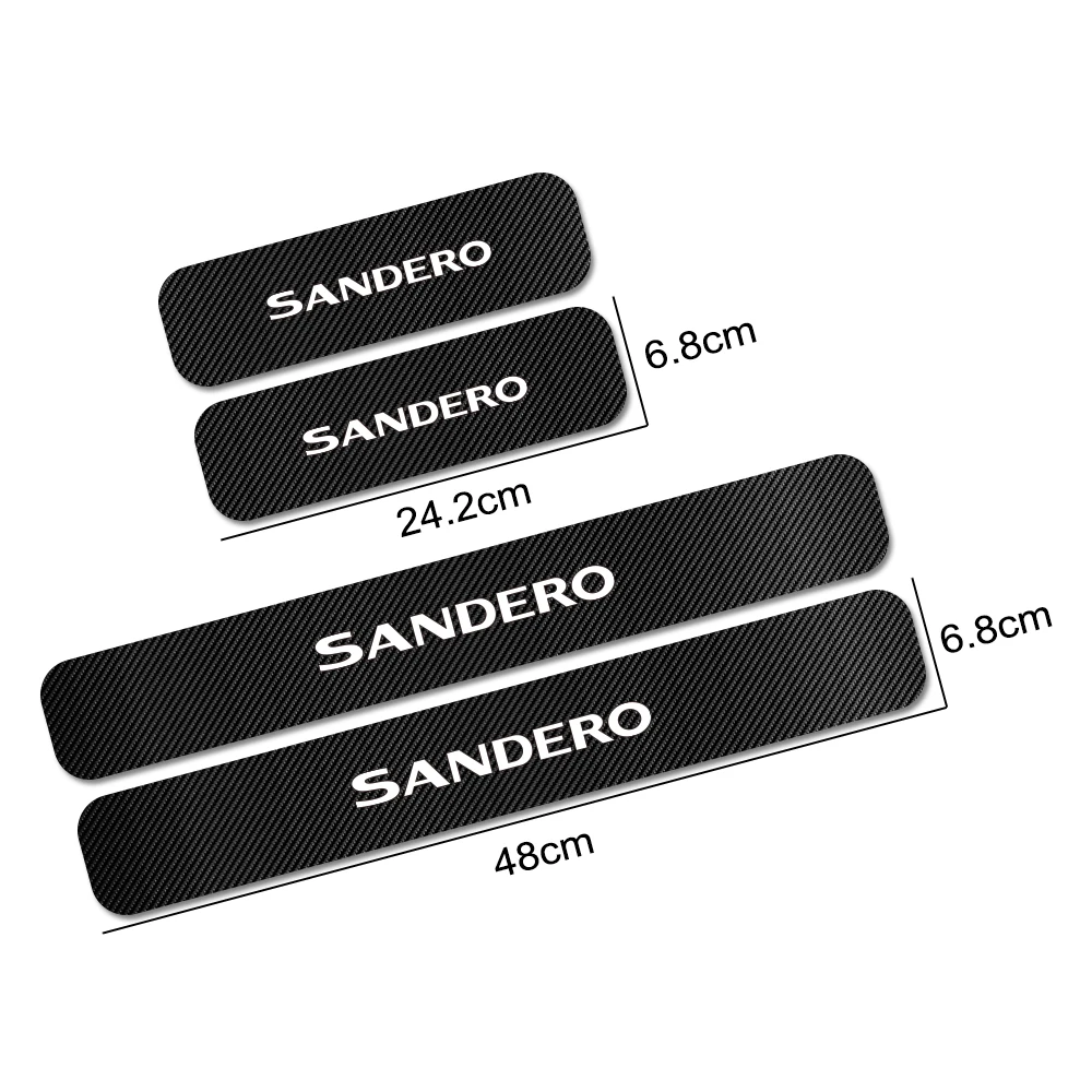 

4PCS Car Door Sill Stickers For Renault Dacia Sandero Carbon Fiber Auto Protector Cover Decals Styling Car Tuning Accessories