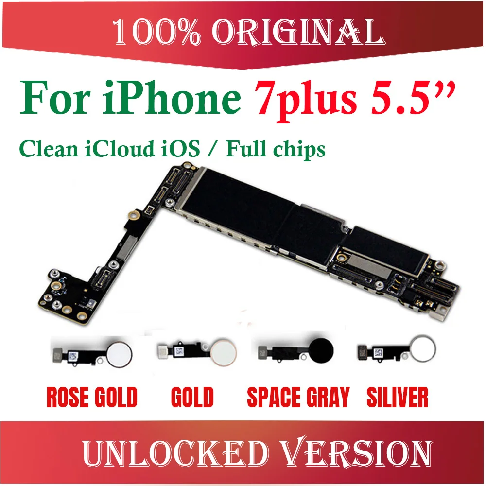 32 ГБ/128 ГБ/256 ГБ для iphone 7 Plus, оригинальная разблокированная материнская плата для iphone 7 plus, материнская плата без/с сенсорным id
