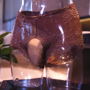 Сексуальные мужские стринги с U-образным выпуклым мешочком, кружевные прозрачные брифы с петухом, сексуальные стринги с открытой промежностью, женская одежда для геев F12