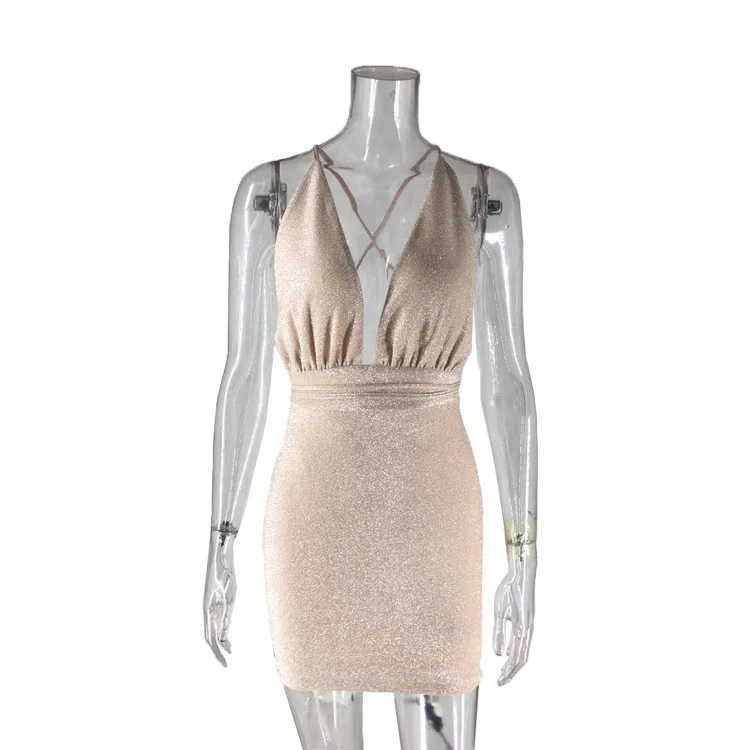 

2021 the European and American fashion v-neck backless bind sexy dress