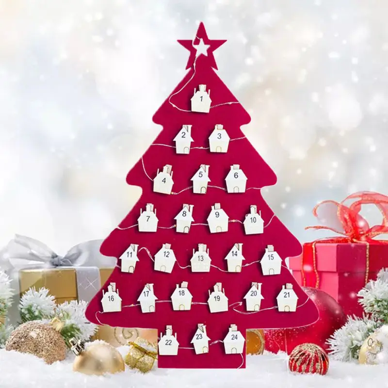 

Christmas Trees Decor Festival Lighted Felt Countdown Advent Calendar Christmas Hanging Ornament Santa Countdown Home Decoratio