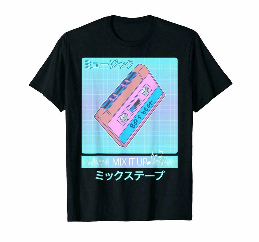 Смешанная лента 80S японская Otaku Эстетическая Vaporwave Art Мужская Футболка размер S-3Xl