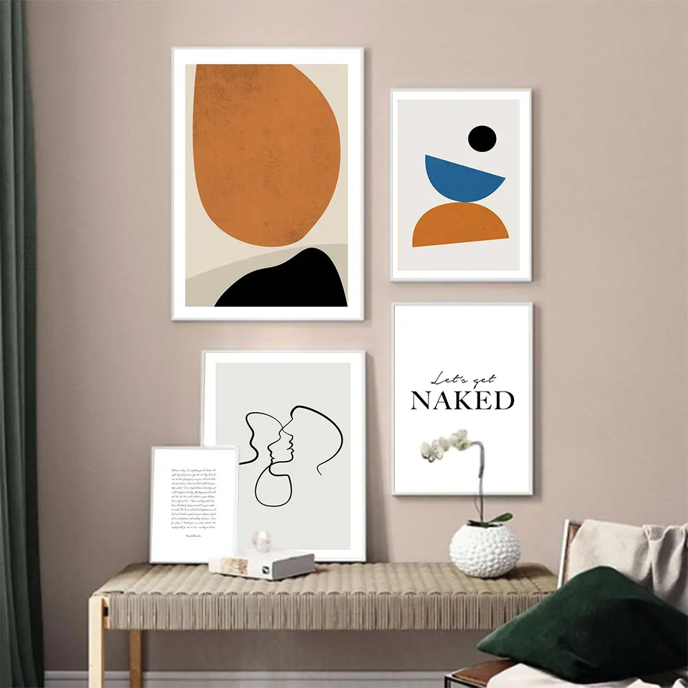 Абстрактная картина из скандинавского холста с геометрическим рисунком постер