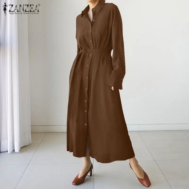 

Женское платье-рубашка с длинным рукавом, на пуговицах