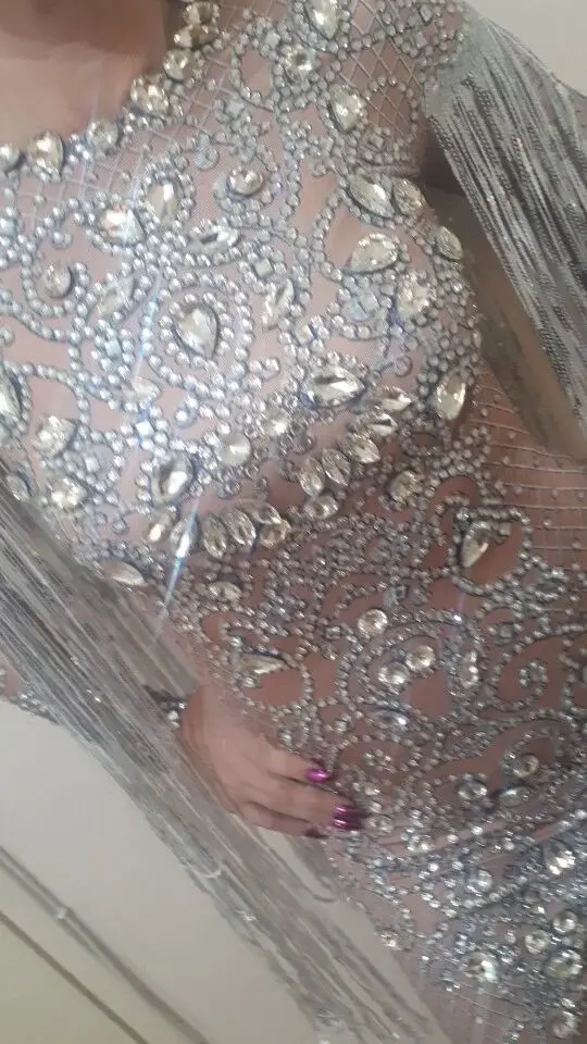 Женское платье с кисточками и кристаллами длинное вечернее для выступлений